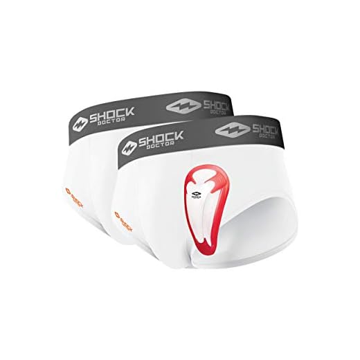 Shock Doctor Youth 2-Pack Briefs Underwear with BioFlex Cup Included. For Boys / Kids. Core Protective for all Sports.