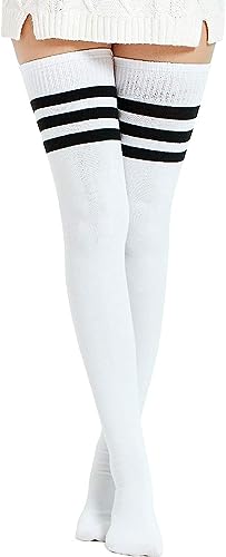 DRESHOW Femme Coton Extra Longues Chaussettes Hautes de Cuisse Montantes Chaussettes de Genoux para Sport Cosplay