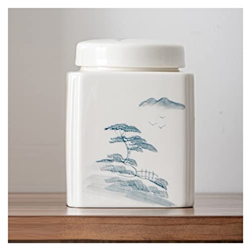Mordern Bote de almacenamiento de alimentos cuadrados de cerámica para almacenamiento de alimentos con tapa hermética, botes de té para organizador de té suelto, tarro de porcelana para azúcar,