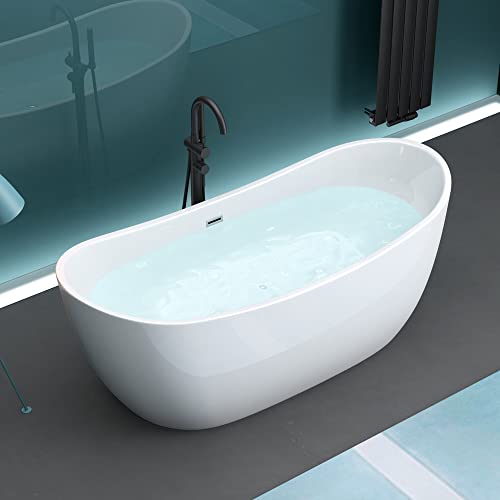 Mai & Mai freistehende Acryl-Badewanne Oval Standbadewanne Weiß inkl....