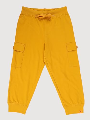 Image of KiddoPanti Boys Cotton Joggers | 100% Cotton Single Jersey | 2 Side Cargo Pockets with Flap | Elasticated Waist Band with Functional Drawcord | Soft & Breathable Track Pants