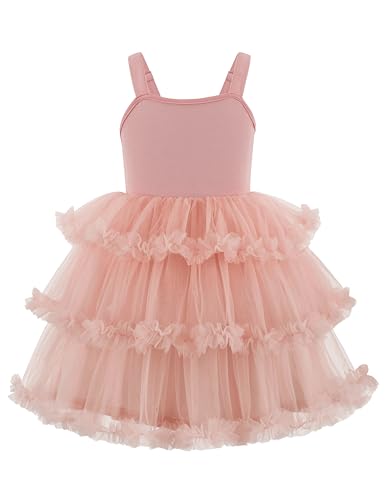 Arshiner Toddler Girls Tulle Dress Tiered Ruffle Fluffy Spaghetti Straps Tutu Dresses Summer Clothes 2-8 Years