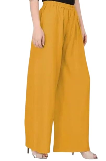 Girls Womens Rayon Solid Colour Palazzo-picture-27