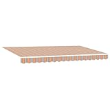 vidaXL einziehbare Markise 400 x 200 cm orange/grau/blau gestreift aus UV- und wasserabweisendem Polyester, robuster Aluminiumrahmen, ideal für den Außenbereich, Sonnenschutzlösung, Ersatzstoff