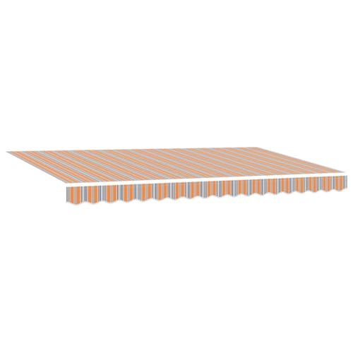vidaXL einziehbare Markise 400 x 200 cm orange/grau/blau gestreift aus UV- und wasserabweisendem Polyester, robuster Aluminiumrahmen, ideal für den Außenbereich, Sonnenschutzlösung, Ersatzstoff