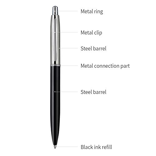 Chaoq Ballpoint Pen, 3 Pcs Retractable Metal Ballpoint Pens, For Gift, Business, Office, 1.0Mm Medium Point Black Ink, 6 Extras Replaceable Metal Refills, (3 Pens And 6 Refills) - Black, White, Gray #TOP3