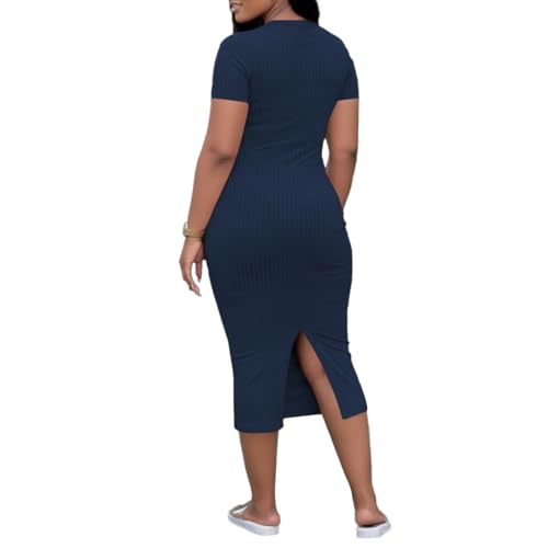 Image of TOPSRANI Women Sexy Midi Dress Bodycon Casual Sleeveless Basic Ruched Tank Summer Club Party Dresses