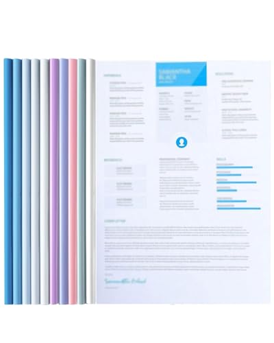 ZEXIJOW 10 piezas de encuadernación de hojas A4,Lomos transparentes,Carpeta de hojas A4,Capacidad para 100 hojas,Carpeta deslizante,Organizador de documentos para el hogar,La escuela y la oficina