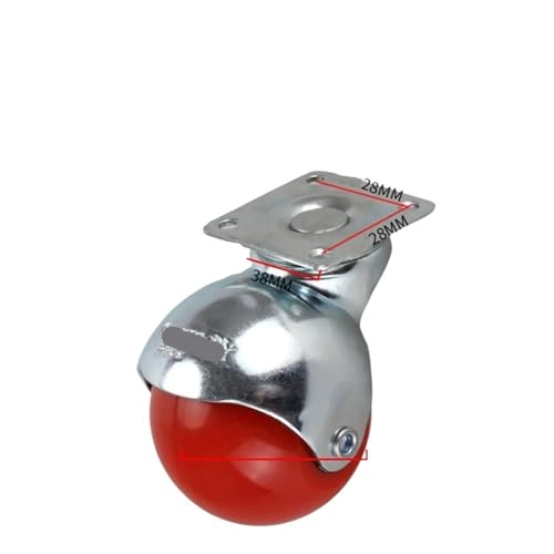 Roulettes pivotantes de canapé en nylon rouge et TPR silencieux pour table basse x4