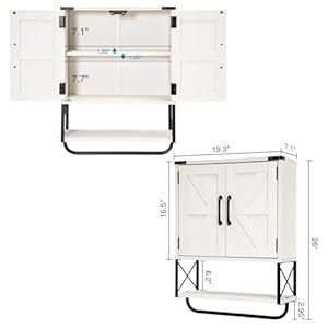 Rustownfarmhousemedicinecabinetwith2barndoorwoodwallmountedstoragecabinetwithadjustableshelfandtowelbar3tierbathroomcabinetforbathroomlivingroomvintagewhitemedium Urban Country Home Decor Rustown farmhouse medicine cabinet with 2 barn door wood wall mounted storage cabinet with adjustable shelf and towel bar 3 tier bathroom cabinet for bathroom living roomvintage white medium urban country home decor