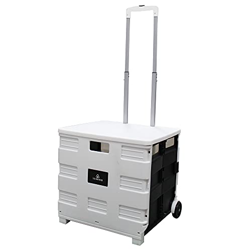 icokka キャリーカート Lサイズ 折りたたみ ふた付き 耐荷重30kg コンパクト コンテナ CCL-W/BK