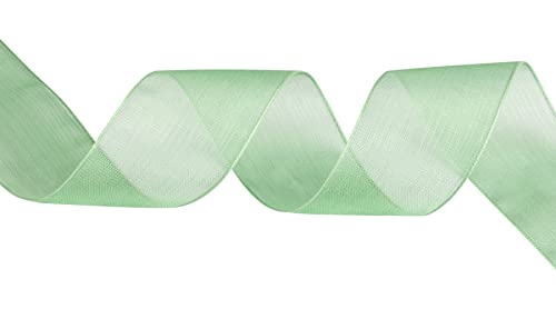 TEKDEERE 25mm Sheer Organza Ribbon,Emerald Shimmer Chiffon Ribbon for DIY Crafts Wedding Party Decorations Gift Wrapping Bridal Bouquets (45M) - Image 3