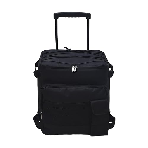 KiBcsLic Carrito Refrigerador con Ruedas, Bolsa Térmica Aislante, Impermeable, Portátil, a Prueba de Fugas, con Ruedas, Plegable, para Playa, Verano, Coche, Vi, Negro