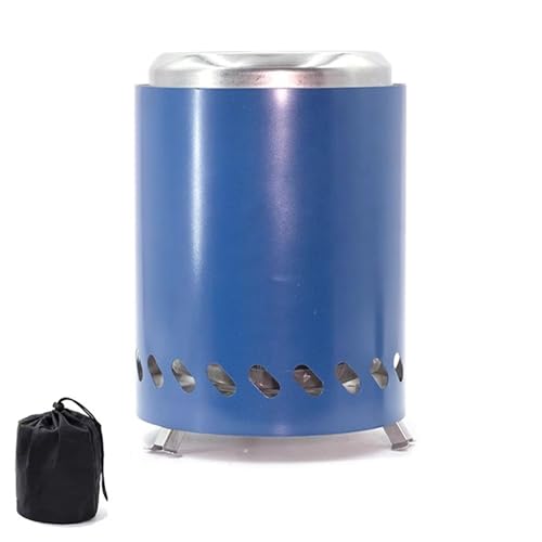 Estufa de Leña Portátil, Estufa Pellets Pequeña de Acero Inoxidable 304, Ideal para Camping, Senderismo, Supervivencia y Actividades al Aire Libre(Blue)