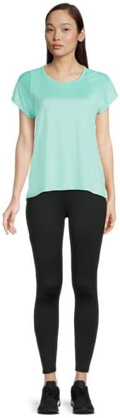 Avia Activewear Women's Relaxed Short Sleeve Performance T-Shirt (Teal Cream-S) - Image 2