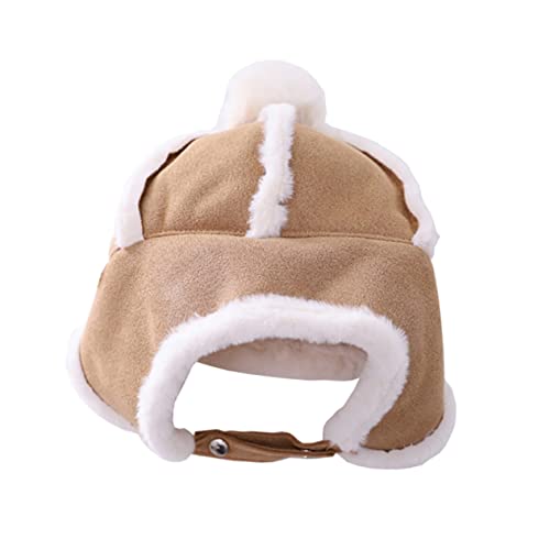 BESTYASH Plush Winter Hat for Boys and Girls Warm Ear Flap Beanie for Boys and Girls Soft Fleece Children's Winter Cap for Cold Weather and Outdoor Activities Khaki