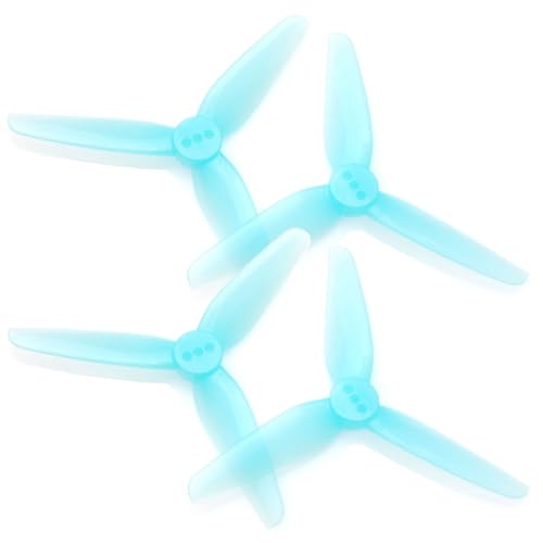 12pcs HQProp T3X1.8X3 3 Inch 3-Blade T-Mount Propeller Set 2mm Shaft (4X CW / 4X CCW) Gray Polycarbonate (Blue)