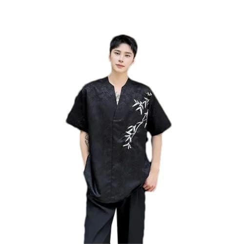 Chemise Chinoise Homme Manches Courtes Été Ample - Vêtement Casual Col V