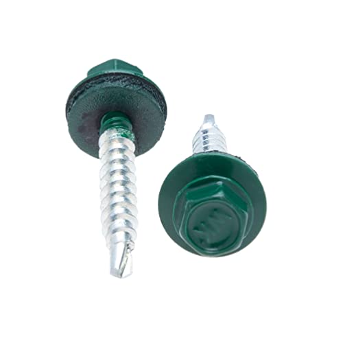 4.8 mm x 25 mm Roofing Screws, Hex Head Self-Drilling Color (RAL 6005 Moss Green) Roof Screws with EPDM Sealed Washer - Image 3