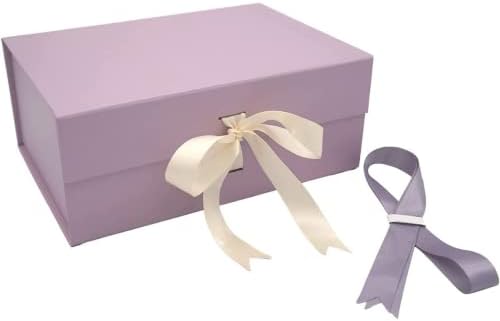 PAPER GENIUS Luxury Gift Box-14x9.5x4.5 Inches-with 2 Satin Ribbons | Gift Boxes for Presents | Gift Boxes with Lids for Christmas and Thanksgiving (Medium, Lavender)