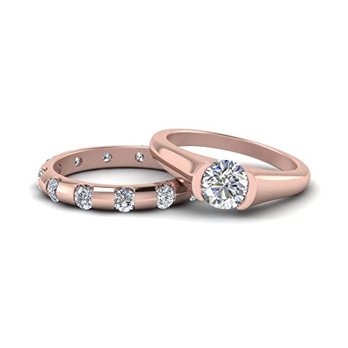 Bague bridal ring set mariage plaqué or rose avec pierre oxyde zirconium rond taille 47 à 70