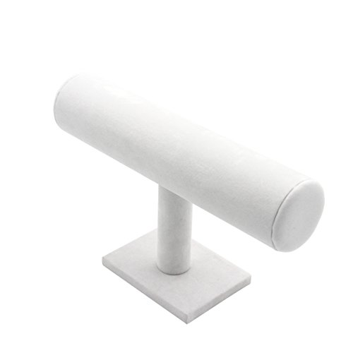 Evilandat Velvet Hovering T-Bar Pulsera Reloj de cadena de joyería Estante Soporte de expositor blanco