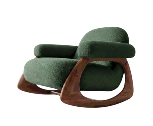 Image of CRAFTCITY Sheesham Wood Elegant Chair /Living Room Chair /Rose Wood Rocking Chair,Pre-Assembled (Swed Green, Rocking Chair Without Footrest)