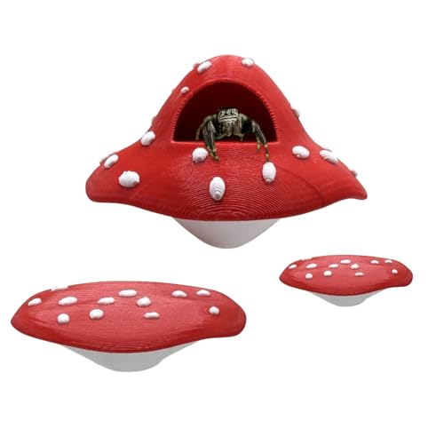 Jumping Spider Enclosure Accessories – 3 Pcs Jumping Spider Mushroom Styling Platforms with Magnetic Mounting for Climbing, Resting and Exploration