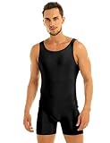 QinCiao Men's Adult Spandex Short Tank Leotard Bodysuit Sports Workout Biketard Black Large