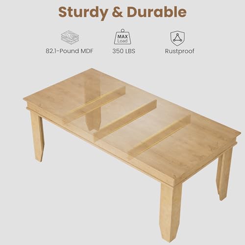 Image of GarveeHome Farmhouse Dining Table for 6-8 People, 71 in Long Kitchen Tables with Wooden Sturdy Frame, 6 ft Large Rectangular Dinner Table for Dining Room, Kitchen (Natural, 71 inch Non-extendable)