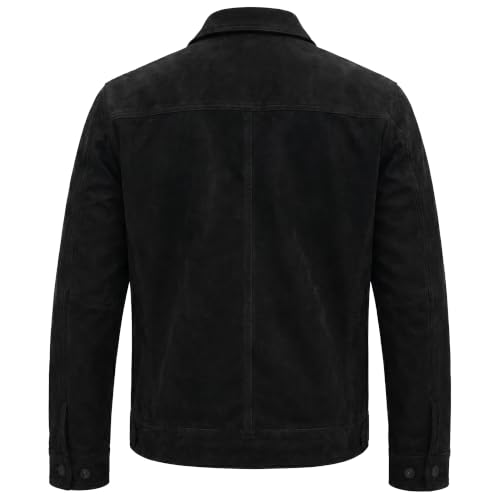 Image of Men's Suede Leather Jacket Real Lambskin Suede Casual Leather Jackets For Men Suede Trucker Coat for Mens