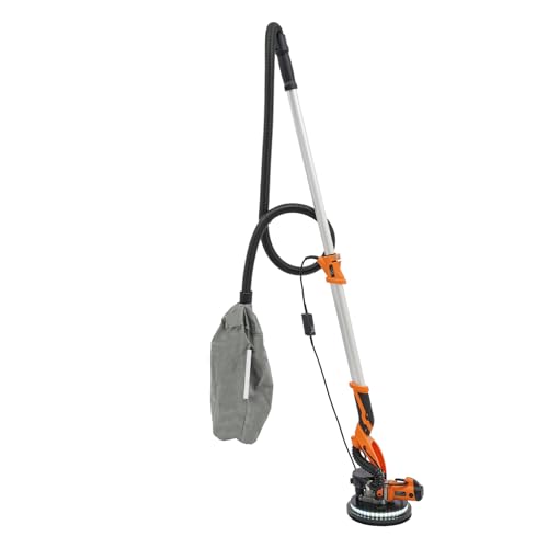 Donened – Lijadora para paneles en seco con LED y bolsa de recogida de polvo, lijadora de pared de 1250 W, 6 marchas, 800-1800 rpm, mango telescópico de hasta 2,2 m, lijadora para pulir, alisar