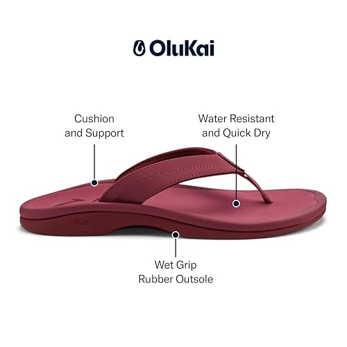Image of OLUKAI Ohana Women's Sandals, Water Resistant Flip Flops with Arch Support, Lightweight Comfort for Beach & Travel, Enhanced Traction for Wet Surfaces
