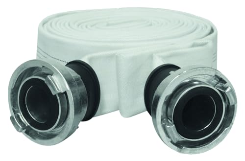 T.I.P. Bau- und Industriegewebeschlauch - Feuerwehrschlauch 15 m (mit zwei 2' C 52-Storz-Kupplungen, für alle Wasserpumpen bis 10 bar Druck, Schnellanschluss, zweifach gezwirnter Polyestergarn) 31090