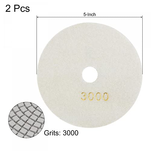Image of uxcell Diamond Polishing Pad 5-Inch 3000 Grits Wet /Dry Grinding for Stone Concrete Marble Countertop Floor 2pcs