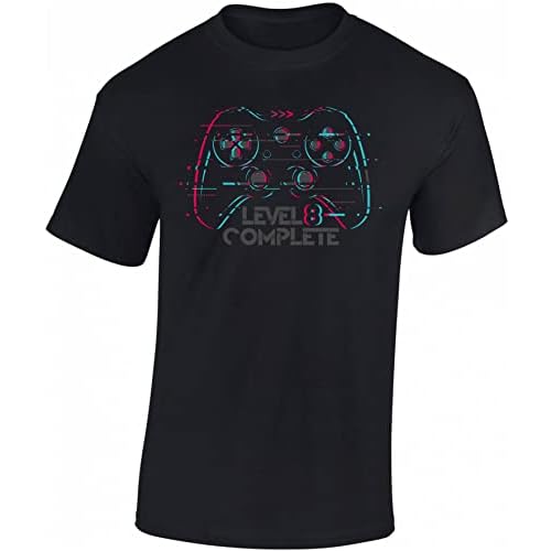 Jungen Gamer T-Shirt zum 8. Geburtstag - Kinder Gaming Tshirt : Level 8 Complete - Jahrgang 2014 (122/128)