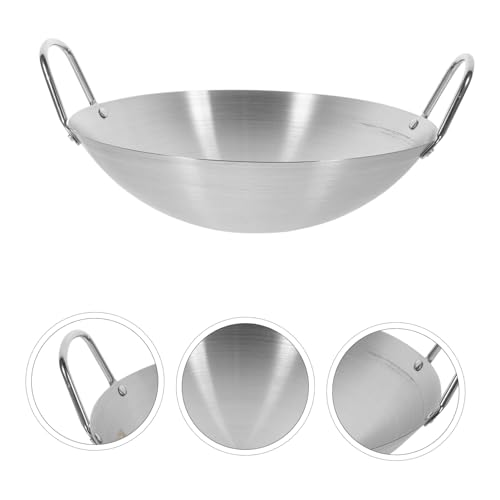Wok de acero inoxidable con doble asa y fondo redondo miniatura 3