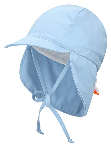 Livingston Kids SPF 50+ UV Sun Ray Protective Safari Hat w/ Neck Cover,Light Blue,0-12 Months
