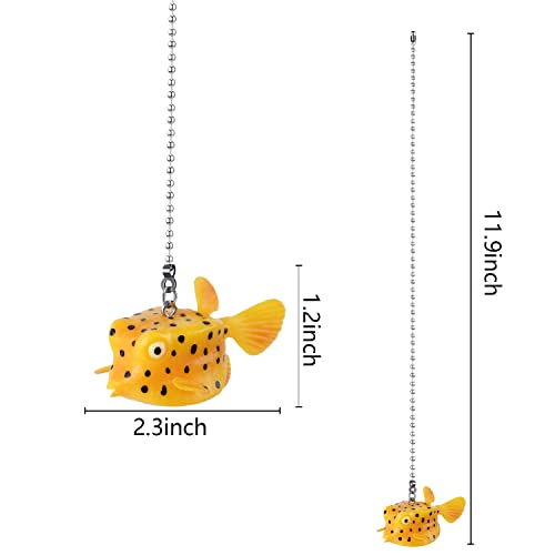 Image of Fish Ceiling Fan Pull Chain,12in Cute Yellow Fish Fan String Pulls Charm Extension Decorative,3mm Diameter Beaded Fan Light Pull Chains Extender Ornaments with Connector for Kids Room