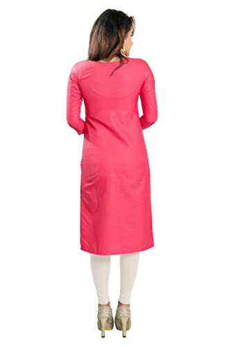 Image of DREAM & DZIRE Blue Office wear Kurti for Women in Pine Cotton Plus Size & Small Size.