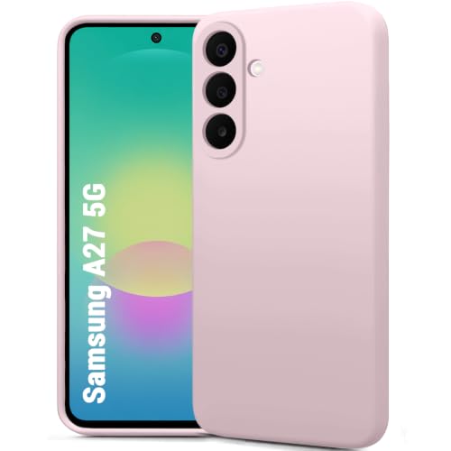 Image of TheGiftKart Genuine Liquid Silicone Back Cover Case for Samsung Galaxy A27 5G | Soft Micro-Fibre Lining Inside | Camera Protection Bump | Shockproof Cover Case for Samsung A27 (Silicone, Light Pink)