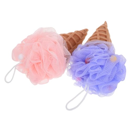 FONDOTIN 2 piezas Esponja Exfoliante de Baño Diseño Helado Suave y Espumosa para Ducha Mujer Limpieza Corporal Delicada y Decorativa