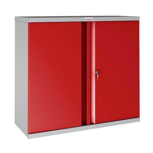 Phoenix SC Series SC1010GRK - Armario para papelería (2 puertas y 1 estante con cerradura de llave, color rojo