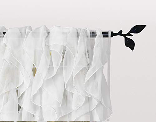 Seibeh Tex Cascade Shabby Chic Sheer Voile Vertical Ruffled Waterfall Window Curtain Panel 2 Panels (White, 50"×63")­ #TOP3