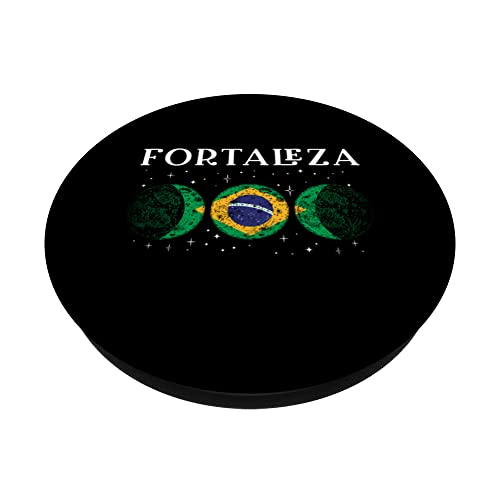 Fortaleza Brazilian City Brazil Flag PopSockets Swappable PopGrip, Black - Image 2