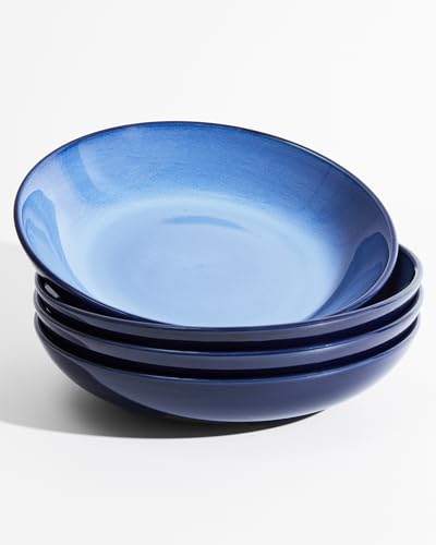 Image of Pokini 8.75'' Ceramic Pasta Bowls Set of 4, Salad Bowls Pasta Serving Bowls | 32Oz Versatile Serving Bowls for Pasta, Salad, Fruit & Noodles, Soup Bowls Sets, Stoneware Pasta Plates, Light Blue