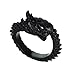 Ringe für Herren Männer Biker Ringe Chinesischer Drachenring Schwarz Verlobungsring Vintage Geschenk für Freund, Größe 65 (20.7)