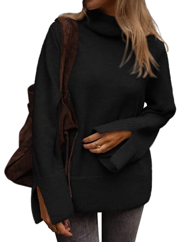 ATHMILE Fall Fashion Sweaters for Women Turtleneck Long Sleeve Casual Loose Knit Pullover Tops...