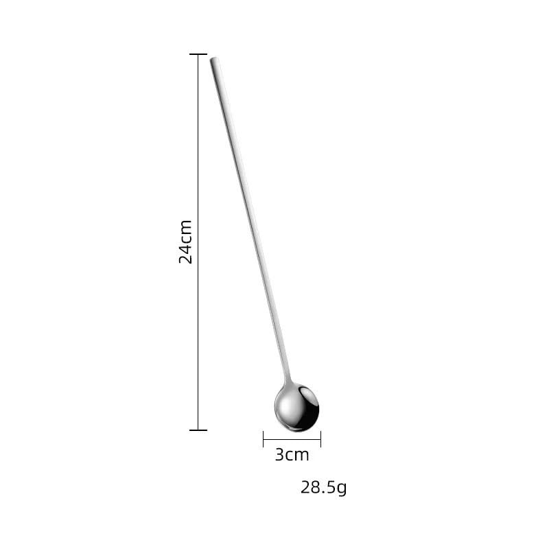 ONUIFIKE Silverware Set, 1/4/6/8/10/12 Pieces 304 Stainless Steel Spoons Long Handle Coffee Spoon Bar Ice Spoon Seasoning Stirring Spoon Mug Spoon, Home Cutlery Flatware Set(Silver,1Pc)