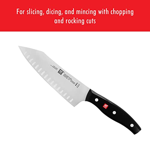 Image of ZWILLING Twin Signature 7-inch Hollow Edge Rocking Santoku Knife, Razor-Sharp, Made in Company-Owned German Factory with Special Formula Steel perfected for almost 300 Years, German Knife